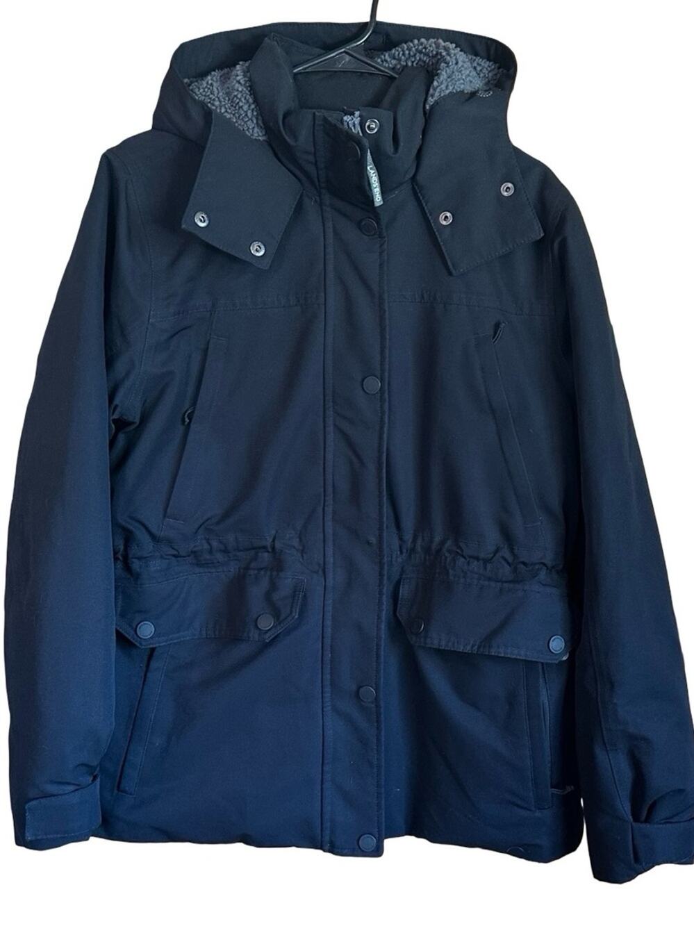 Lands’ End Women’s Down Squall Hooded Parka Coat Black M